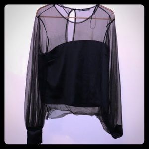 Zara black mesh blouse